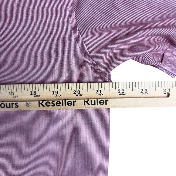 Direction Los Angeles Mens M Red White Striped Button-Up Short Sleeve Pockets - Picture 7 of 8
